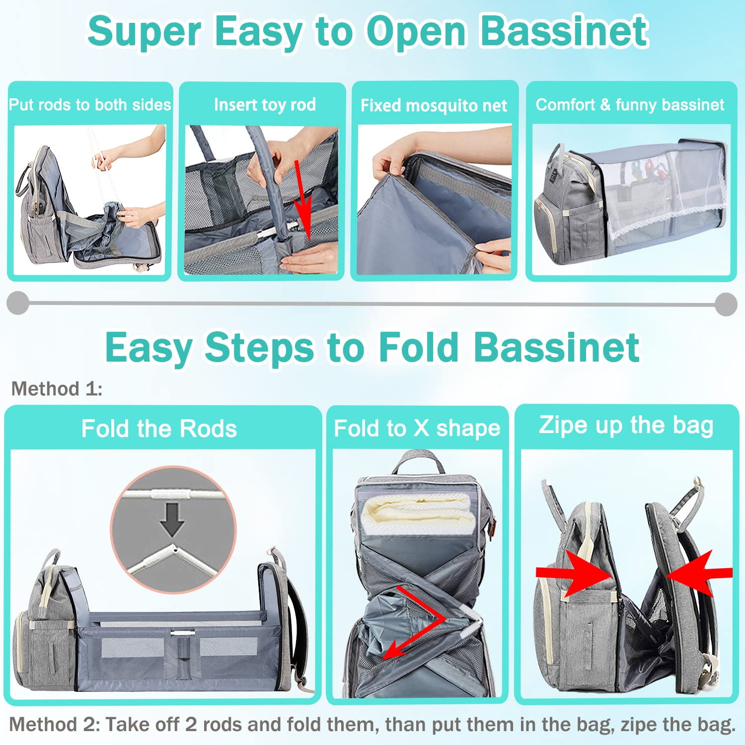 Diaper Bag Backpack, Baby Bag Diaper Bag with Changing Station Baby Girl Boy Waterproof Diaper Bag for Travel Baby,Rinder