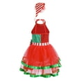 thumbnail image 2 of ZDHoor Girls Christmas Elf Costume Shiny Sequined Ballet Dance Ice Skating Performance Leotard Dress Red-A 10, 2 of 7
