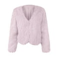 thumbnail image 4 of Women's Faux Fur Cropped Jacket, Short Plush Street Style Coat, Open Front Cardigan, Winter Fashion Outerwear, Textured Fleece Layer, Urban Chic Short Coat Pink M, 4 of 5