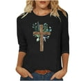 thumbnail image 1 of Chemisier pour Femmes T-shirt Imprimé pour Femmes Blouse à Manches 3/4 Col Rond Hauts Décontractés, 1 of 1