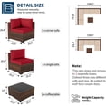 thumbnail image 4 of UDPATIO Patio Furniture Sets, Modular Rattan Outdoor Patio Sectional Furniture Sofa Set, Wicker Patio Conversation Set for Backyard, Deck w/Side Table, 7pc Brown/Red (Include Sofa Cover), 4 of 6