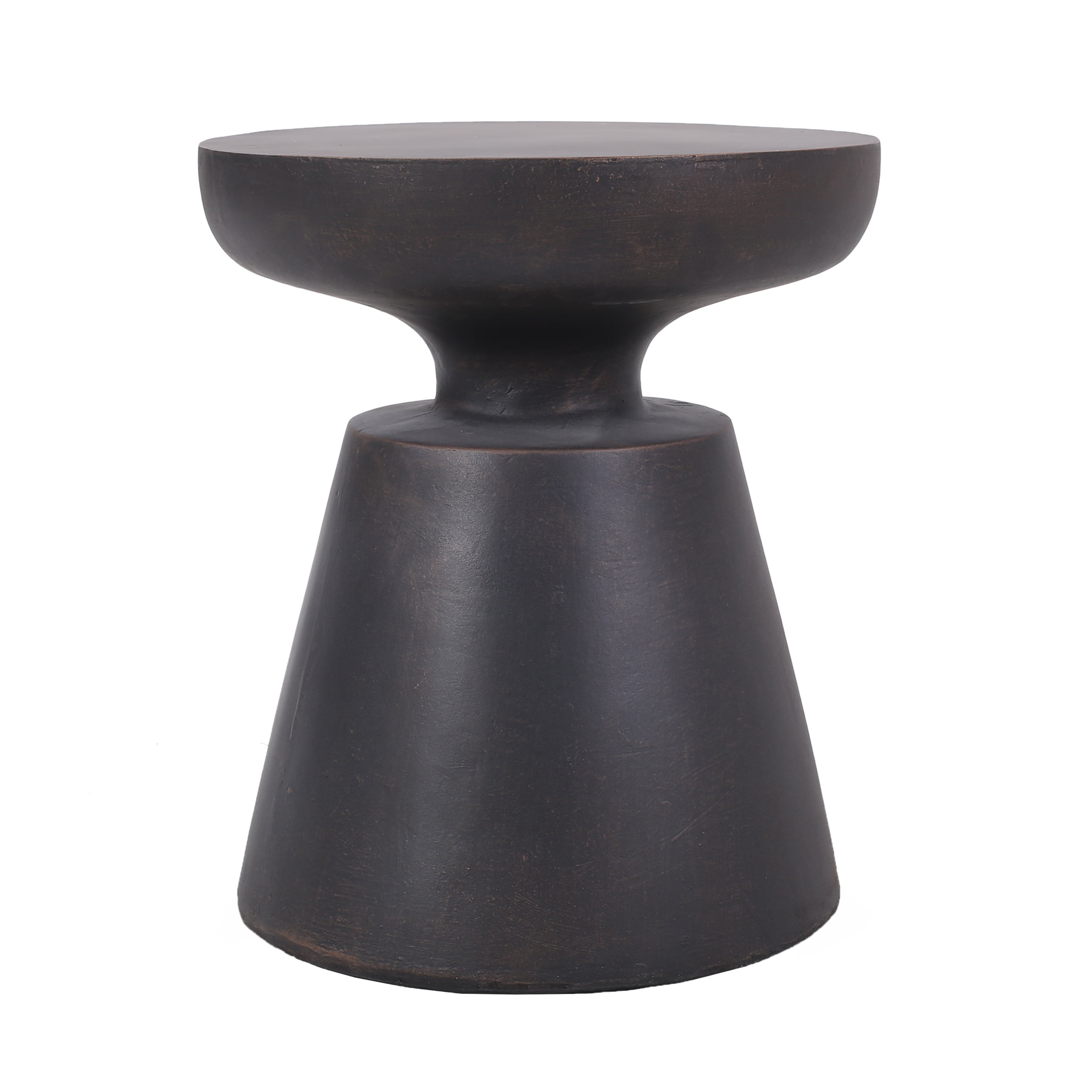 Outdoor Copper Tone Side Table, Lightweight Concrete Material for Patio Garden, Copper