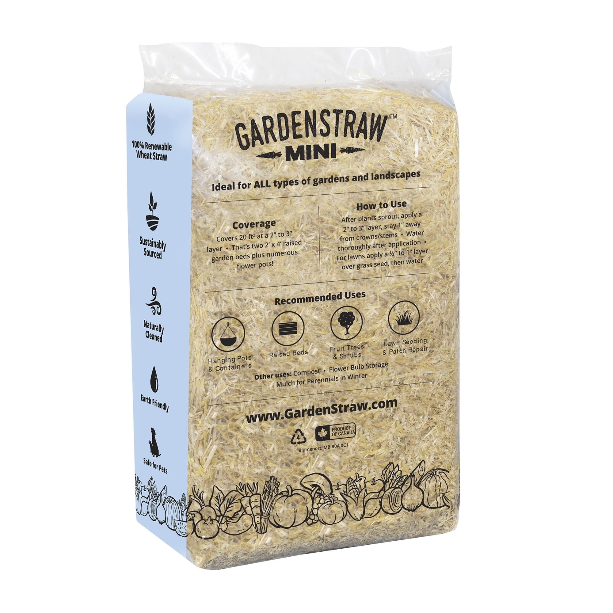 HealthiStraw GardenStraw Mini, 0.5 cu ft (4 lbs) – Straw Mulch for Gardens, Vegetables & Lawn Seeding - Water-Conserving, Weed-Suppressing - Clean, Sustainable