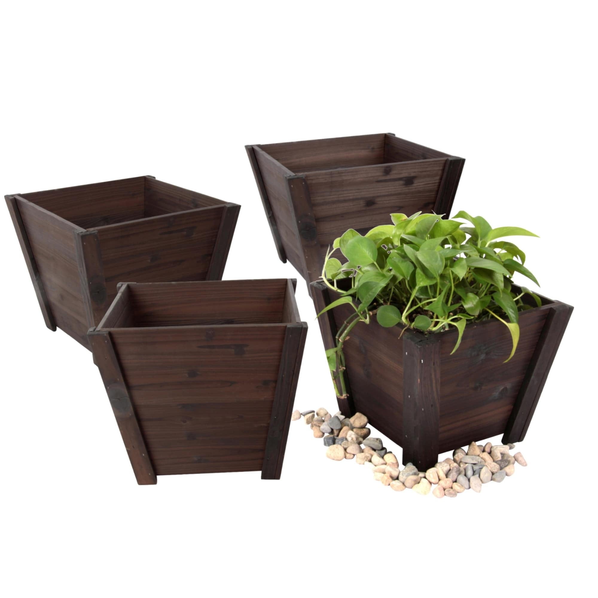 Leisure Season Cypress Planter Box Set Of 4 Walmart Com Walmart Com