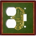 thumbnail image 4 of Metal Light Switch Plate Cover Elegant Gold Candle Frame Green FRA032, 4 of 13