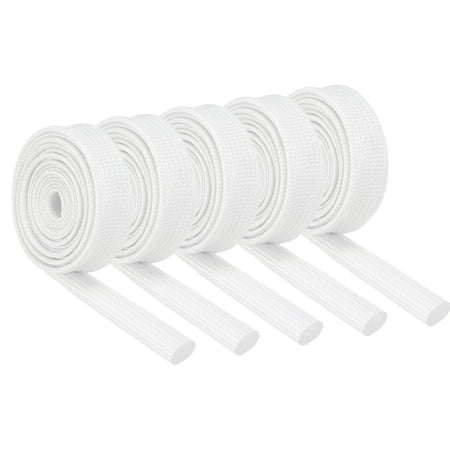Uxcell 5Pcs Wire Insulation Braid Fire Sleeve 5.28Ft-6mm ID White High Temp Silicone Coated Fiberglass Sleeving