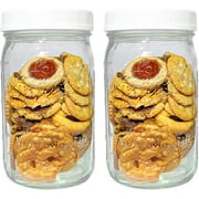 Ball Wide Mouth Jars 32oz 2 Pack with m.e.m Plastic Lids Fit Ball and Kerr Wide Mouth