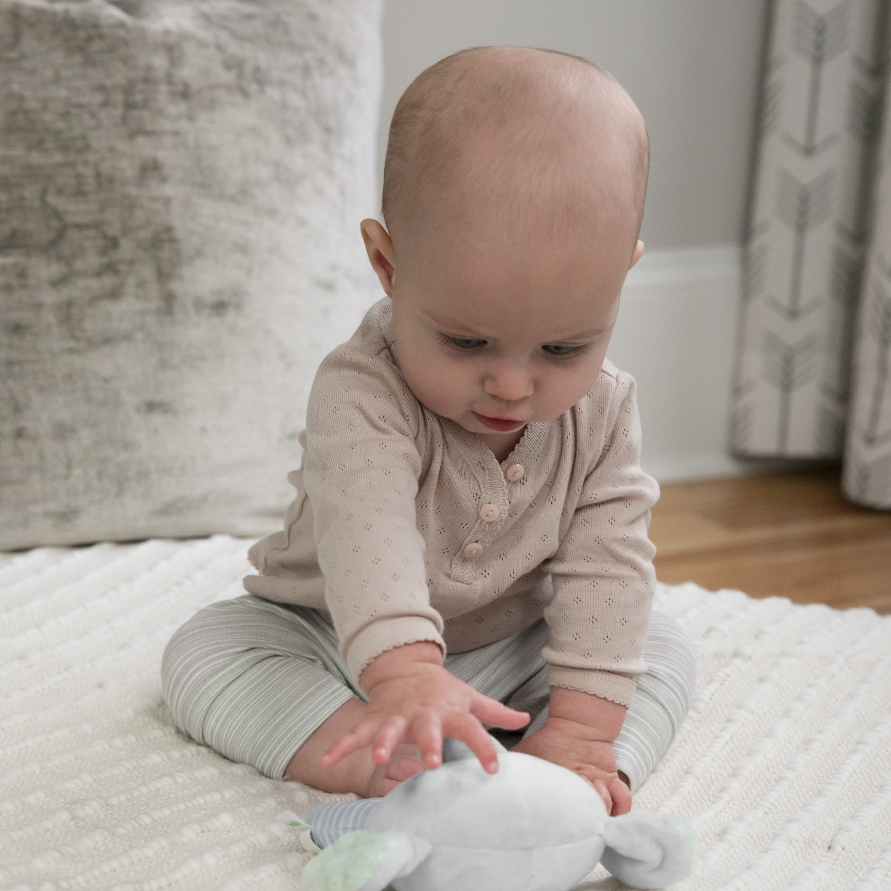 Ingenuity Premium Soft Plush Ring Rattle - Van the Elephant, Ages Newborn +