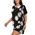thumbnail image 2 of Rateoe Daisies Flowers Pattern Women's Short-Sleeved Pajama Set - 2 Piece Soft and Lightweight Sleepwear Set-Medium, 2 of 7