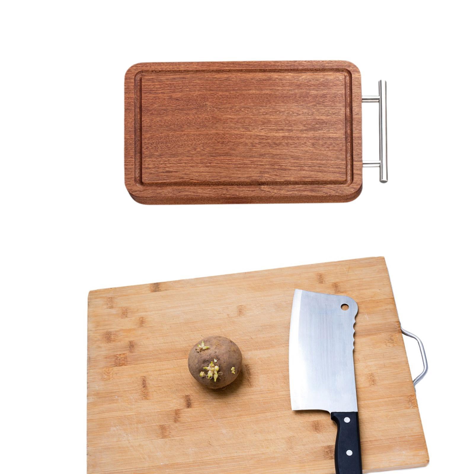 TISHITA Chopping Board Wooden Cutting Board Multifunctional Reversible with Handle Thick for Kitchen for Cheese Steak Meat Vegetables S