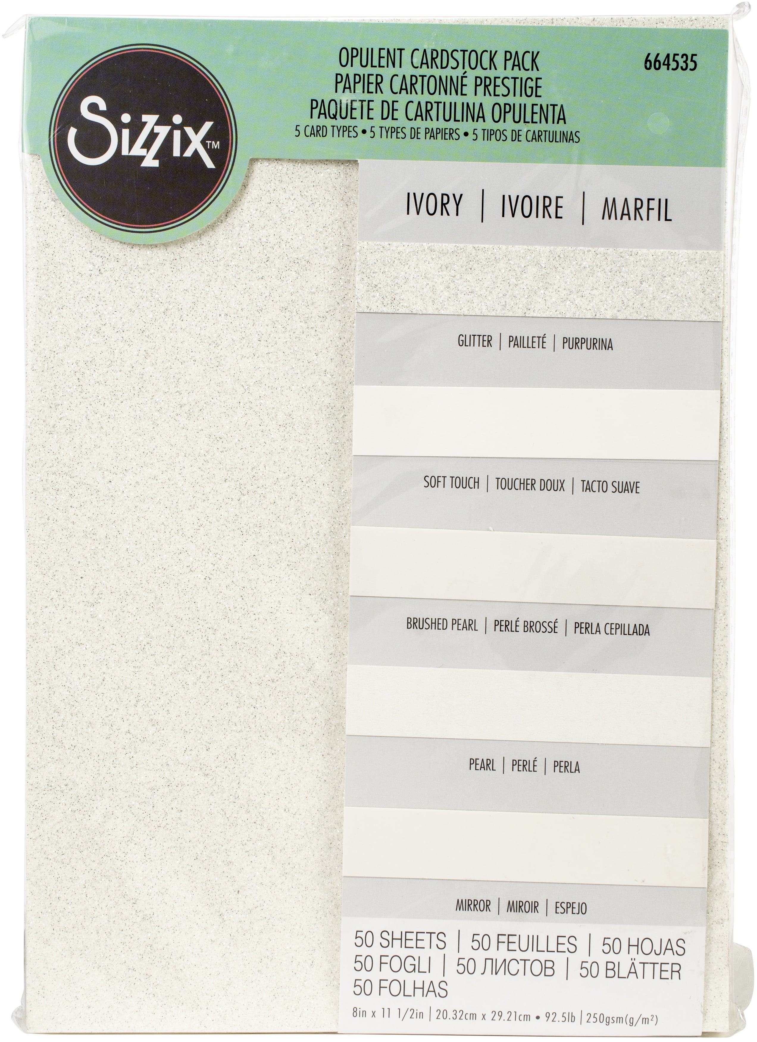 Sizzix Surfacez Opulent Cardstock Pack 8x11.5in - Ivory, 50 Sheets