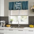 thumbnail image 4 of Happy Father's Day Curtain Valances for Windows, Kitchen Valance Window Treatments Panel 2 Pack, Teal Beige Shabby Wooden Grain Rod Pocket Short Curtains for Bathroom Bedroom 42 x 12 Inch, 4 of 8