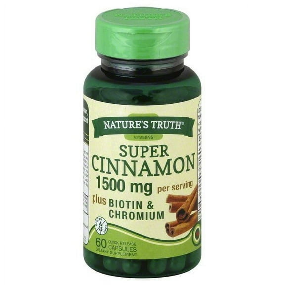 Nature's Truth Cinnamon Plus Biotin & Chromium Capsules, 1500 mg, 60 Count, 3 Pack