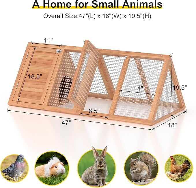 Outdoor Chicken Coop Wooden Rabbit House Hutch For Garden Backyard,Small