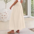 thumbnail image 6 of Wutalume Maxi Skirts for Women Flowy - High Waist Elastic Waist Solid Color Convertible Maxi Skirt Dress, 2-in-1 for Beach Vacation Summer Daily Wear,Khaki M, 6 of 9
