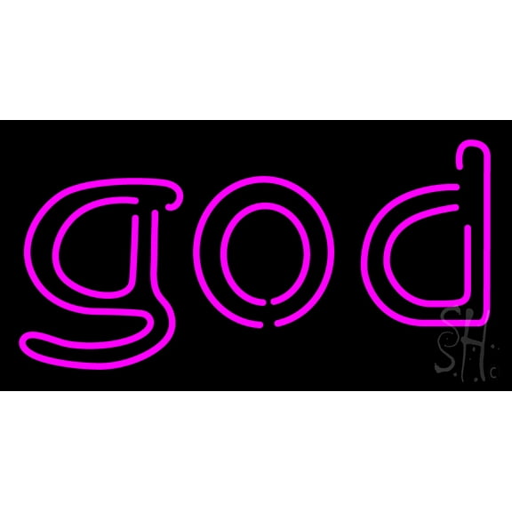 Pink God LED Neon Sign 17" Tall x 32" Wide - inches Black Square Cut Acrylic Backing, with Dimmer - Premium built indoor Sign for Home décor, Event, Religious place, Store interior, Office.