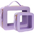 thumbnail image 1 of Bolsa de maquillaje transparente de viaje FFPaw, bolsa de cosméticos morada, 2 unidades, 1 of 7