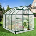 thumbnail image 2 of EAGLE PEAK 6x8 Outdoor Patio Walk-in Greenhouse, Polycarbonate Aluminum Greenhouse with Adjustable Roof Vent, Base and Anchor, Dark Green, 2 of 9