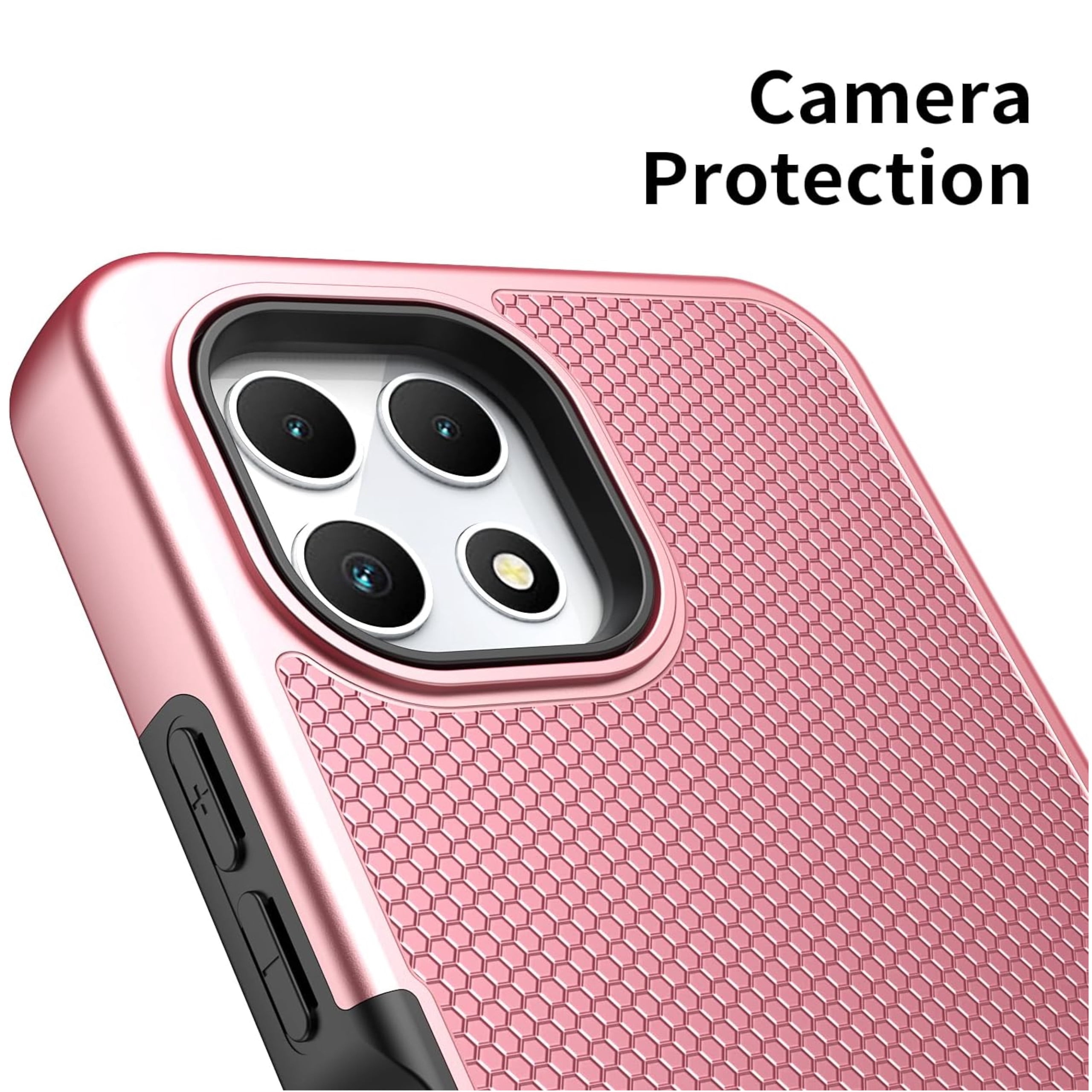 For TCL 50 XE 5G Dual Layer Slim & Tough Hybrid Shockproof Heavy Duty TPU Matte with Textured Rugged Shell Protection Phone Case Cover by Xpression - Rose Gold