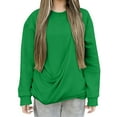 thumbnail image 2 of Chandails d'Automne Grande Taille pour Femmes Mode Décontractée Couleur Unie Poche Col Rond Manches Longues Chandail en Molleton Amusant, 2 of 7