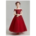 thumbnail image 4 of Off Shoulder Embroidery Flower Wedding Girl Dress Princess Party Events Ball Gowns Kids Girl Dress First Communion Clothes, 4 of 7