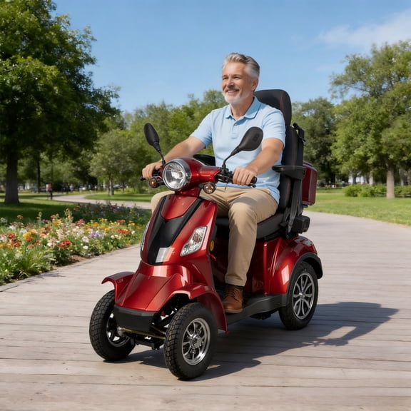Heavy Duty 4 Wheel Mobility Scooters for Seniors & Adults, 500lbs Capacity, 1000W All Terrain Electric Recreational Scooter, Red