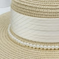 thumbnail image 4 of TYGHBN Women's Summer Sun Hat with Pearl and Adjustable Tie for Outdoor Beach Vacation Casual Wear Running Cap Women Brat Hat Women Fedora Womens Hats Fedora Camping Hats for Men Rain Hats Mark Hat, 4 of 6