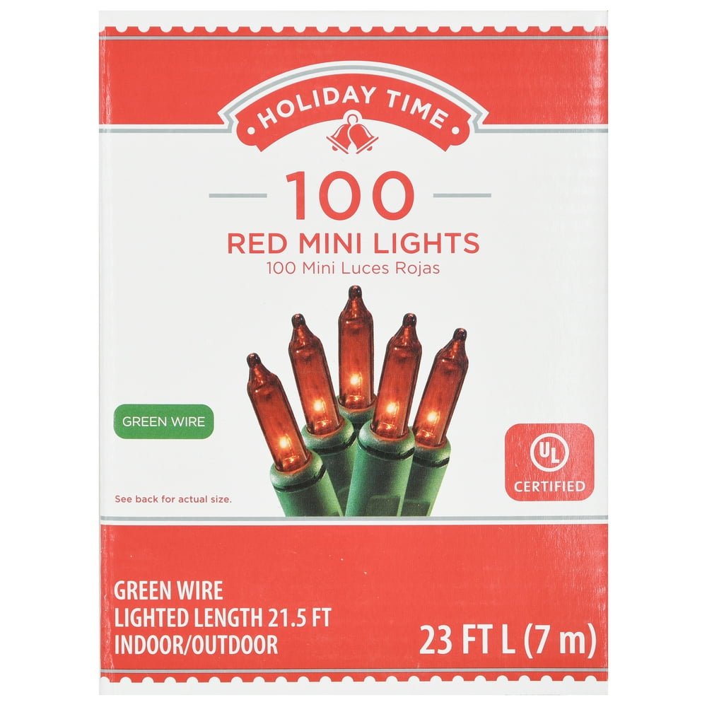 Holiday Time Red Mini Lights, 23', 100 Count