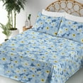 thumbnail image 3 of Ambesonne Floral Fitted & Flat Sheet with Shams 4 Pcs Set, Forget Me Not Flowers Plot, King, Pale Azure Blue Yellow, 3 of 5