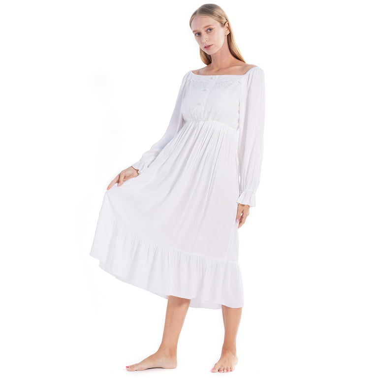 Victorian Princess Style Cotton Nightgown for Women Vintage Palace Sleepwear