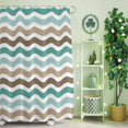 thumbnail image 2 of Shower Curtain, Abstract Cyan-brown Water Ripple Waterproof Shower Curtain Set with Hooks for Bathroom Showers,Stalls and Bathtubs,60x72In Gradient Striped, 2 of 9