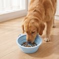 thumbnail image 4 of Collapsible Silicone Slow Feeder Pet Bowl Portable Anti Slip Suction Travel Food Water Dish For Dogs Cats Outdoor Use(Blue-15cm), 4 of 5