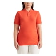 thumbnail image 1 of RALPH LAUREN Haut Orange à Manches Courtes avec Col pour Femme pour le Travail Grande Taille1X, 1 of 4