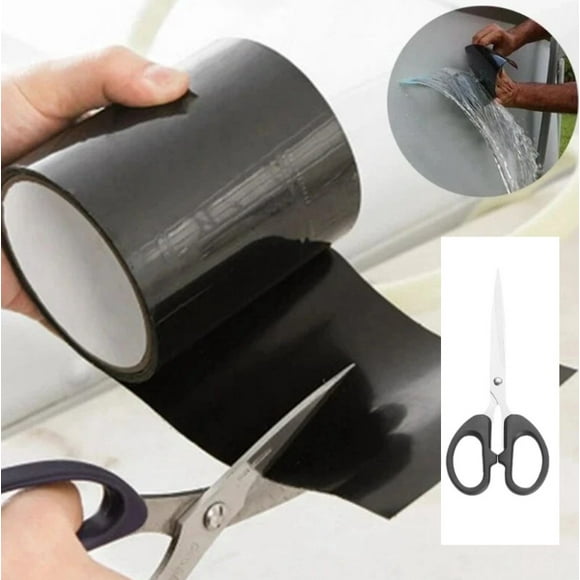 (2pcs) Super Strong Waterproof Tape with Insulation to Stop Leaks, Self-Adhesive Repair Tape for Self-Fixing Joints and Duct Insulation 150cm - Black
