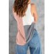thumbnail image 1 of ABPHQTO Camiseta de tirantes de mujer de punto color block rosa, 1 of 5