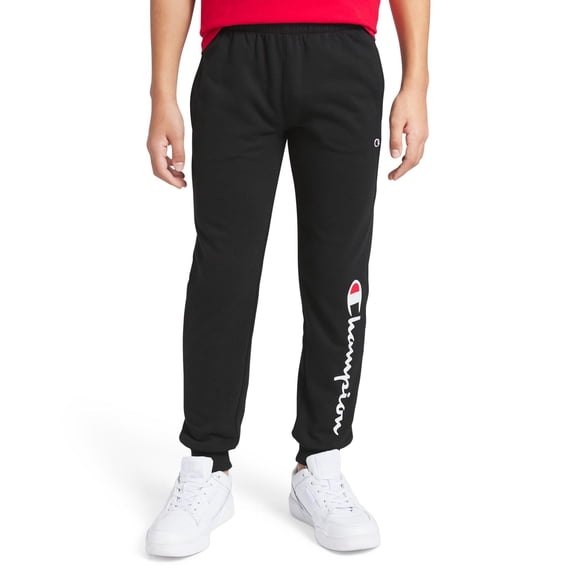 Champion Boys Signature Logo French Terry Jogger Pants - Black - Size Large