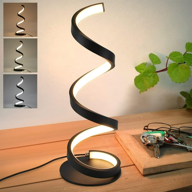 ¿Lámpara de mesa LED negra regulable? Lámpara de noche moderna de 10 W con lámpara de noche en espiral Schlater Lámpara de escritorio de metal con cable de 2,9 m