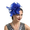 thumbnail image 2 of Cheers.US Faux Feather Mini Fascinator Hat Net Yarn Flower Shape Solid Color Cocktail Headwear Hair Accessories for Girls and Women, 2 of 7