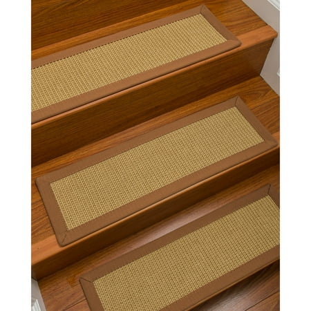 Custom Handmade Basses Natural Area Rugs 100% Natural Fiber Devon, Sisal Beige, Handmade Custom Stair Treads Carpet Set Of 4 (9