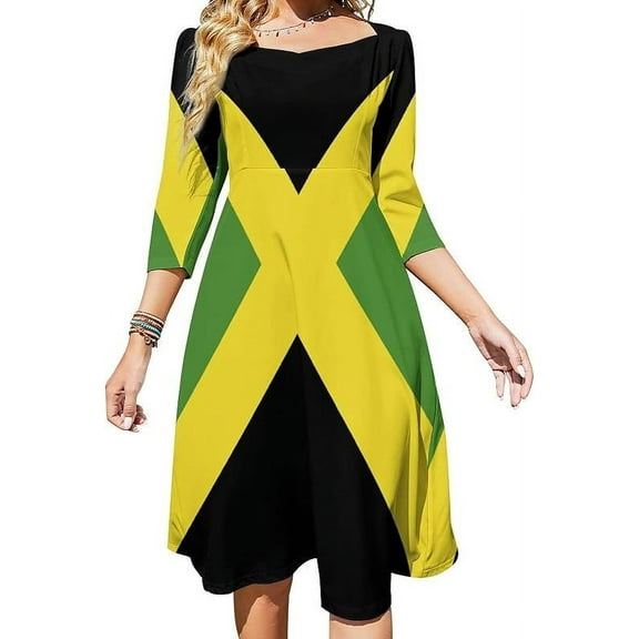 Long Dress Dress for Womens Summer Top Jamaican Flag Casual V Neck Shift Dress