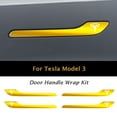 thumbnail image 2 of IPG Compatible for Model 3 / Model Y Door Handle Decal Sticker Wrap Kit (Set of 4) with Tesla Logo Personalize Your Tesla (Shiny Yellow), 2 of 5