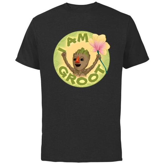 Marvel I Am Groot Guardians of the Galaxy Groot with Nose - Short Sleeve Cotton T-Shirt for Adults - Customized-Black