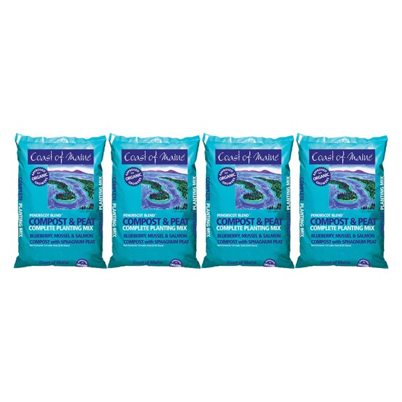 Coast of Maine Penobscot Blend Compost and Peat Organic Plant Mix, 1 Cubic Foot (4 Pack)