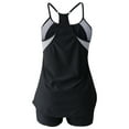 thumbnail image 5 of GEWSEY Tankini Swimsuits for Women Two Piece Tummy Control Bathing Suits Blouson Tankini Top with Sporty Boy Shorts Black, XXL, 5 of 6