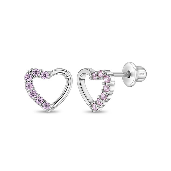 Two in One Heart Baby / Toddler / Kids Earrings Screw Back - Sterling Silver