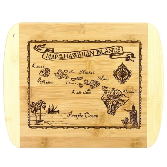 Aloha Bamboo 11" Bamboo Cutting Board Hawaiian Map