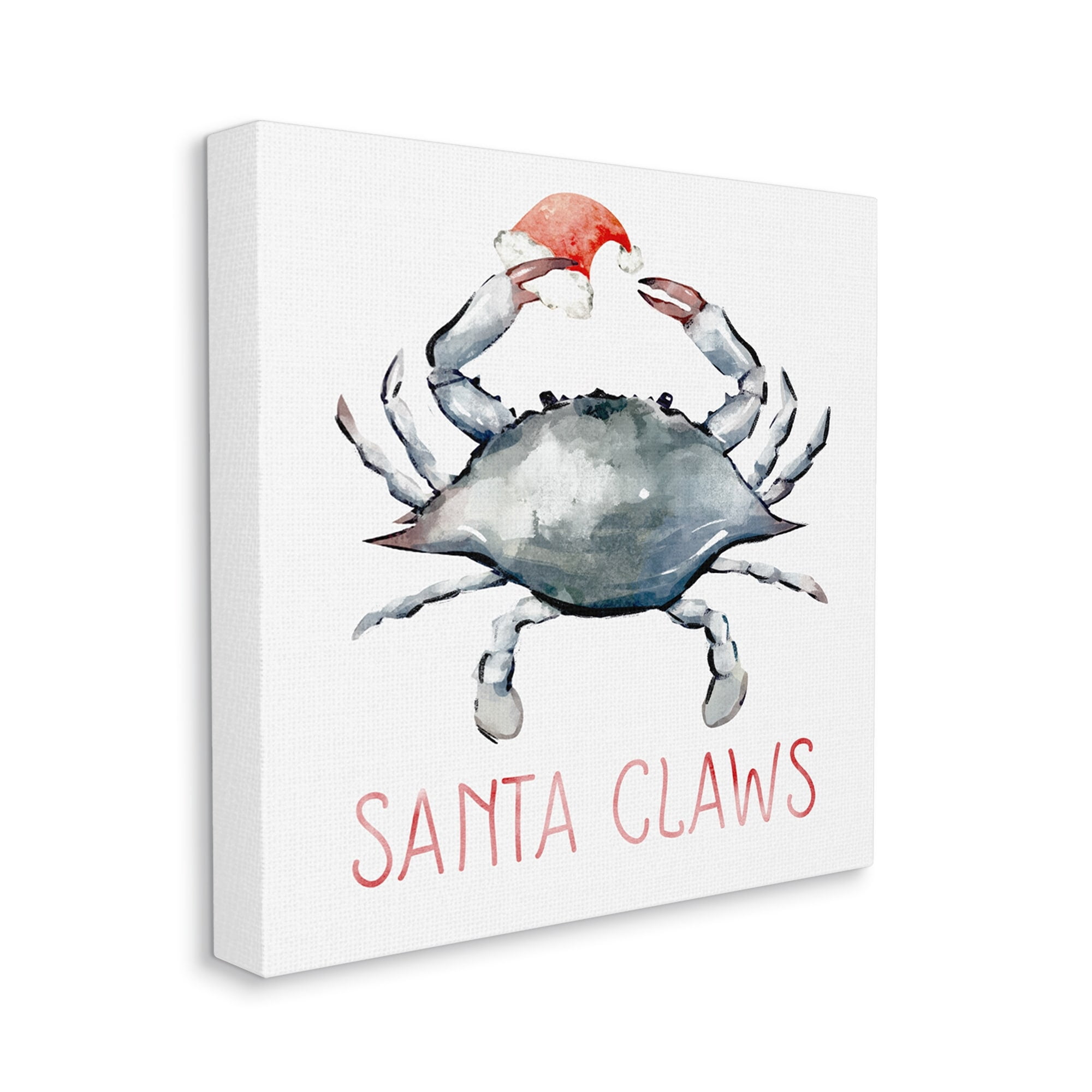 Stupell Industries Santa Claws Holiday Crab Holiday Painting Gallery Wrapped Canvas Print Wall Art