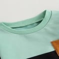 thumbnail image 3 of Zehjuhan 2Pcs Baby Boy Casual Clothing Long Sleeve Color Collision Crewneck Sweatshirt Top and Sweat Pants Outfit Sea Blue，3-6M, 3 of 7