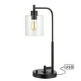 thumbnail image 3 of JONATHAN Y Axel Modern 23" Iron/Seeded Glass Farmhouse Industrial USB Charging LED Task Lamp, Black, JYL3078A, 3 of 7