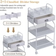 thumbnail image 2 of Gofinoday Baby Diaper Caddy Cart Organizer and Storage-3 Tier, 2+1 Dividers, 1 Drawer,Rolling Utility Cart，Bedside Nursery Essentials Holder for Newborn Baby Stuff for Bedroom,Changing Table, Crib., 2 of 7